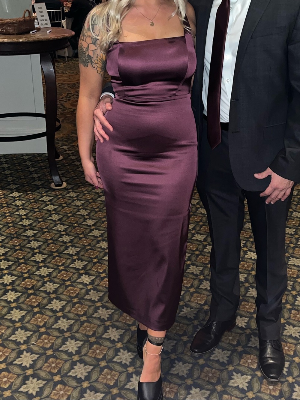 Abercrombie & Fitch Satin Midi Dress in Purple